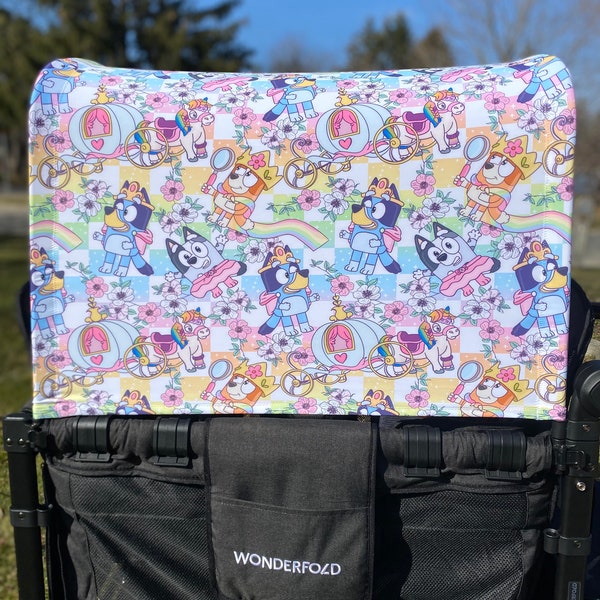 BlueDog Checker Regenbogen Überdachung UV50+ | W4 Wonderfold Baldachin | W2 wonderfold Baldachin | wonderfold Accessoires Sitzbezug für Wonderfold Sitzwagen