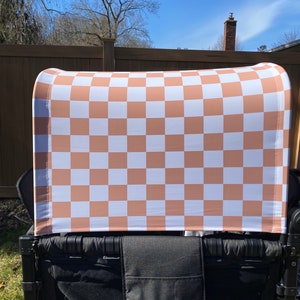 Tan Checkers Canopy UV50+ | W4 Wonderfold | W2 wonderfold canopy | wonderfold accessories Seat Covers Keenz XC Jeep Deluxe Rainbow Baby