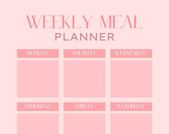 Pianificatore settimanale dei pasti - Rosa pastello