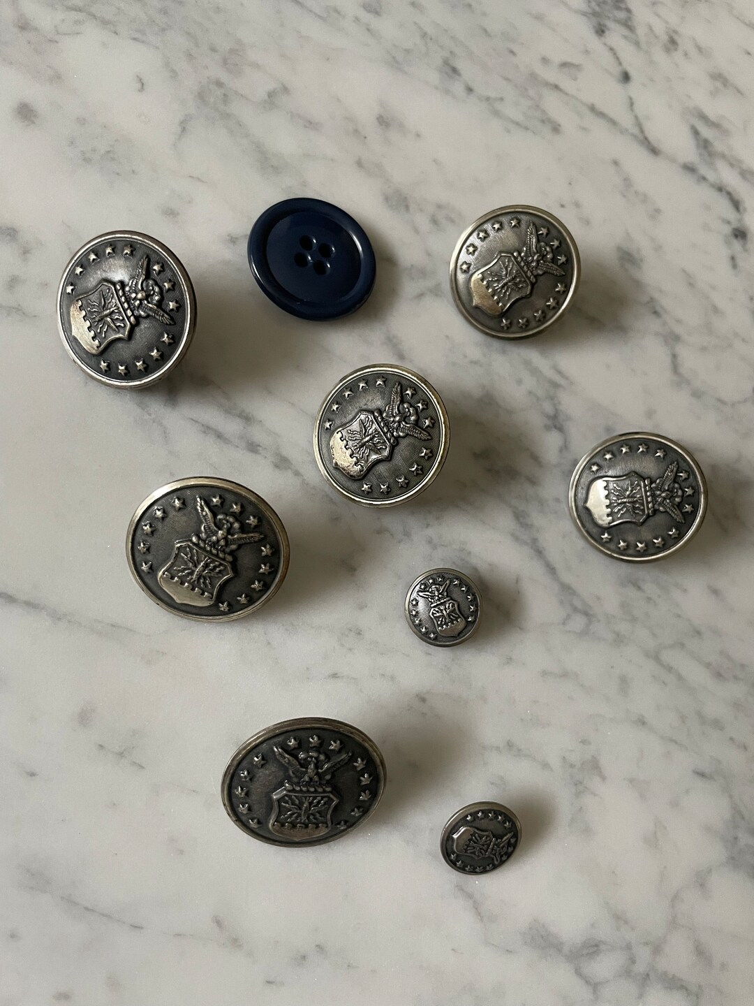 Vintage Silver Colored Metal Buttons | Uniform Buttons | Eagle With ...