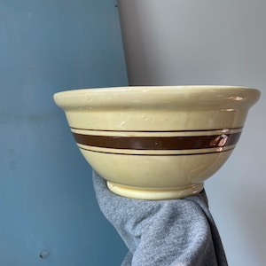 Vintage| Yellowware | Brown Stripe | Smaller Size Mixing Bowl | 8 1/4” by 4” | Marked USA 120/ | Farmhouse | dutchessofrhinebeck