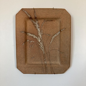 Unsigned Vintage 1970&#39;s Studio Pottery Wall Art Displaying Wheat