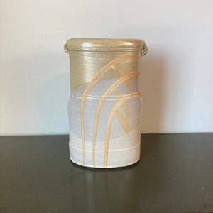 Vintage Studio Pottery Vase, Earthy and Pastel Multi Tone Vase, Tropical Flora