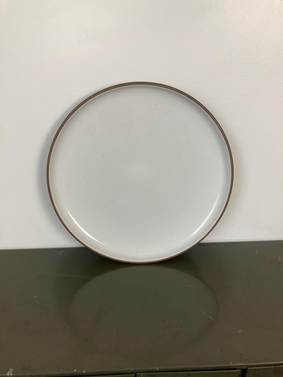 Vintage Heath Ceramics Opaque White, Brown Rim, Coupe Serving