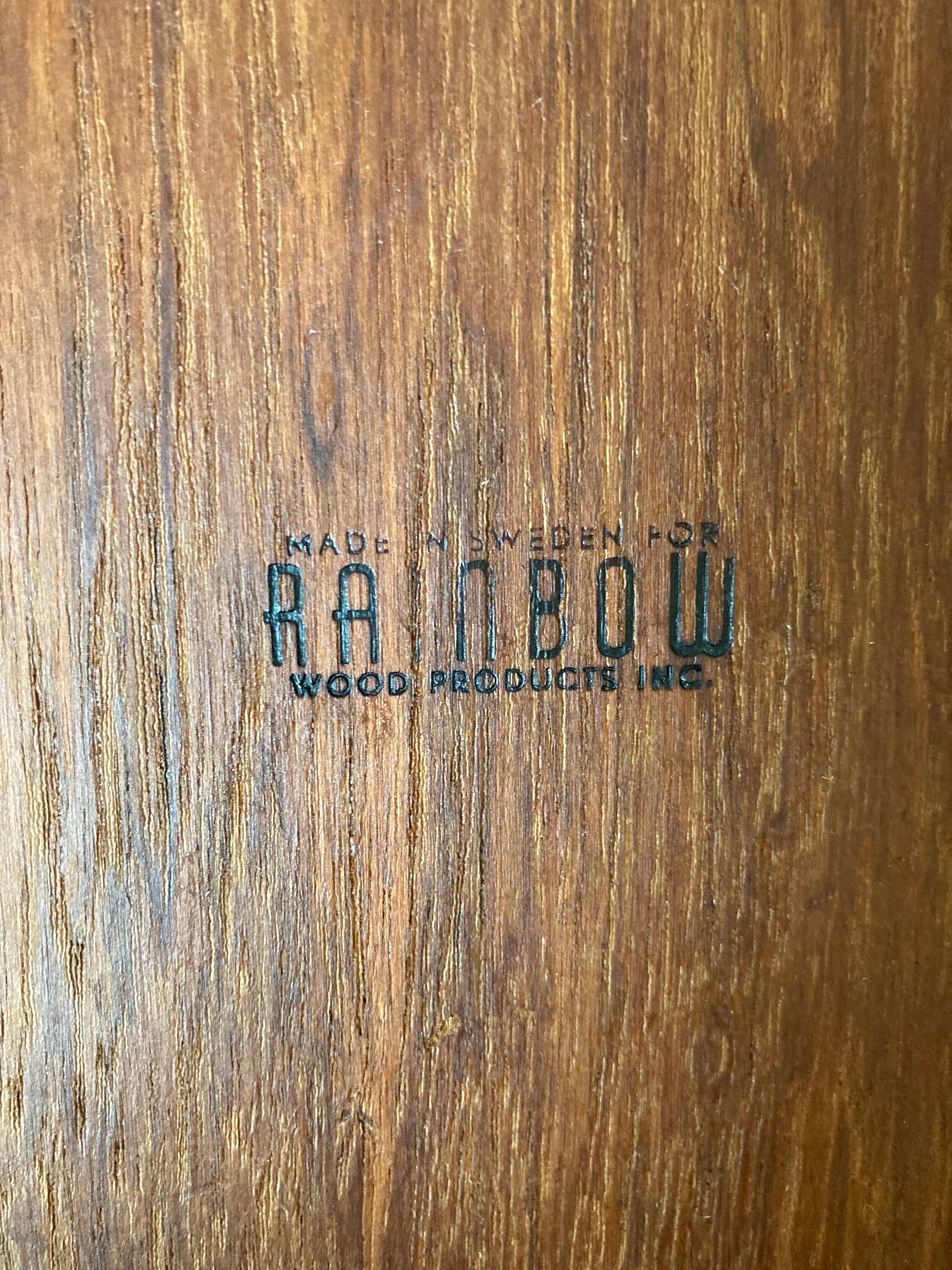 Vintage Rainbow Wood Products In. Round Teak Tray Made in Etsy