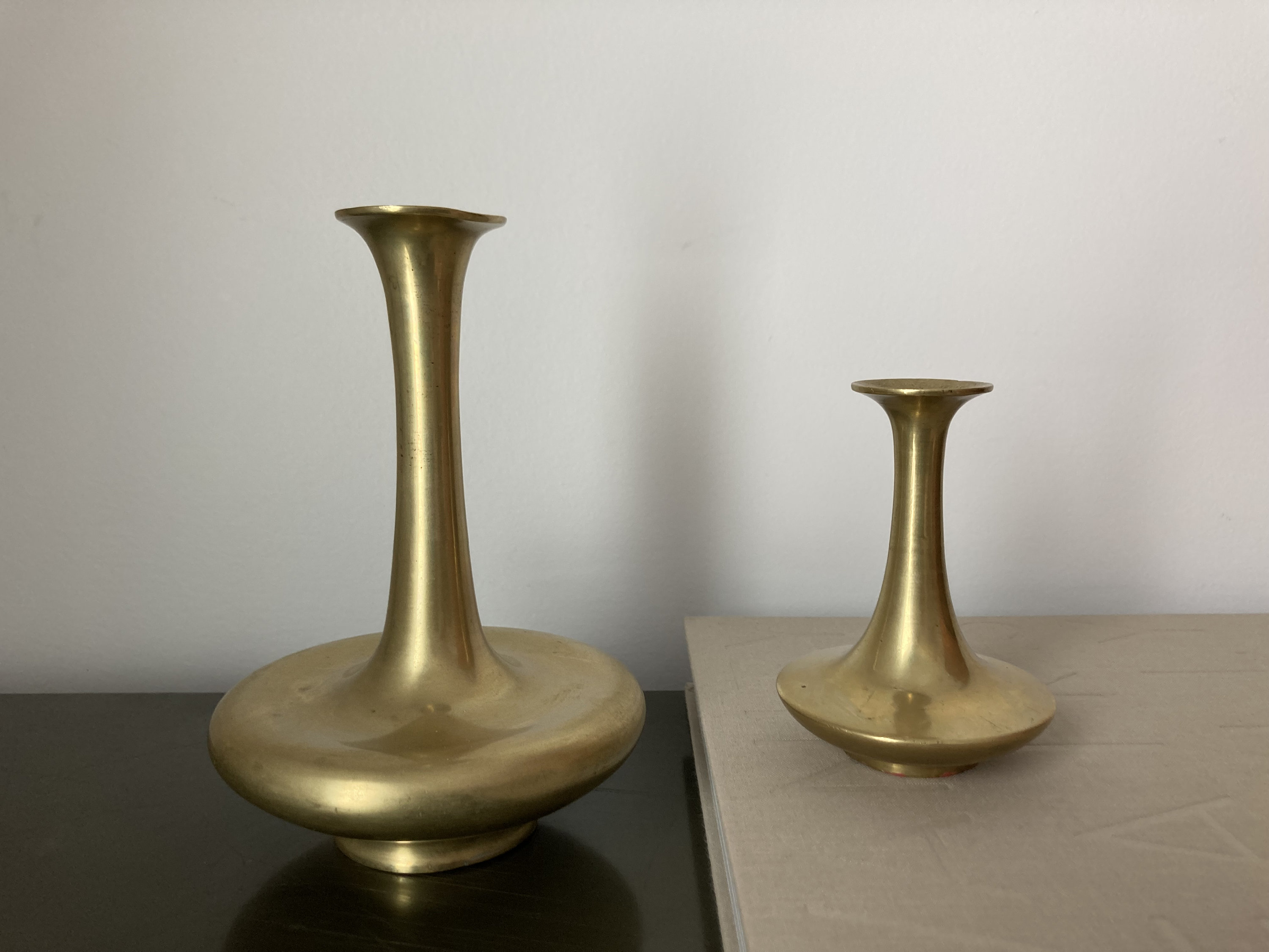 Vintage Pair of Patinaed Japanese Brass Vases Art Deco Genie Etsy