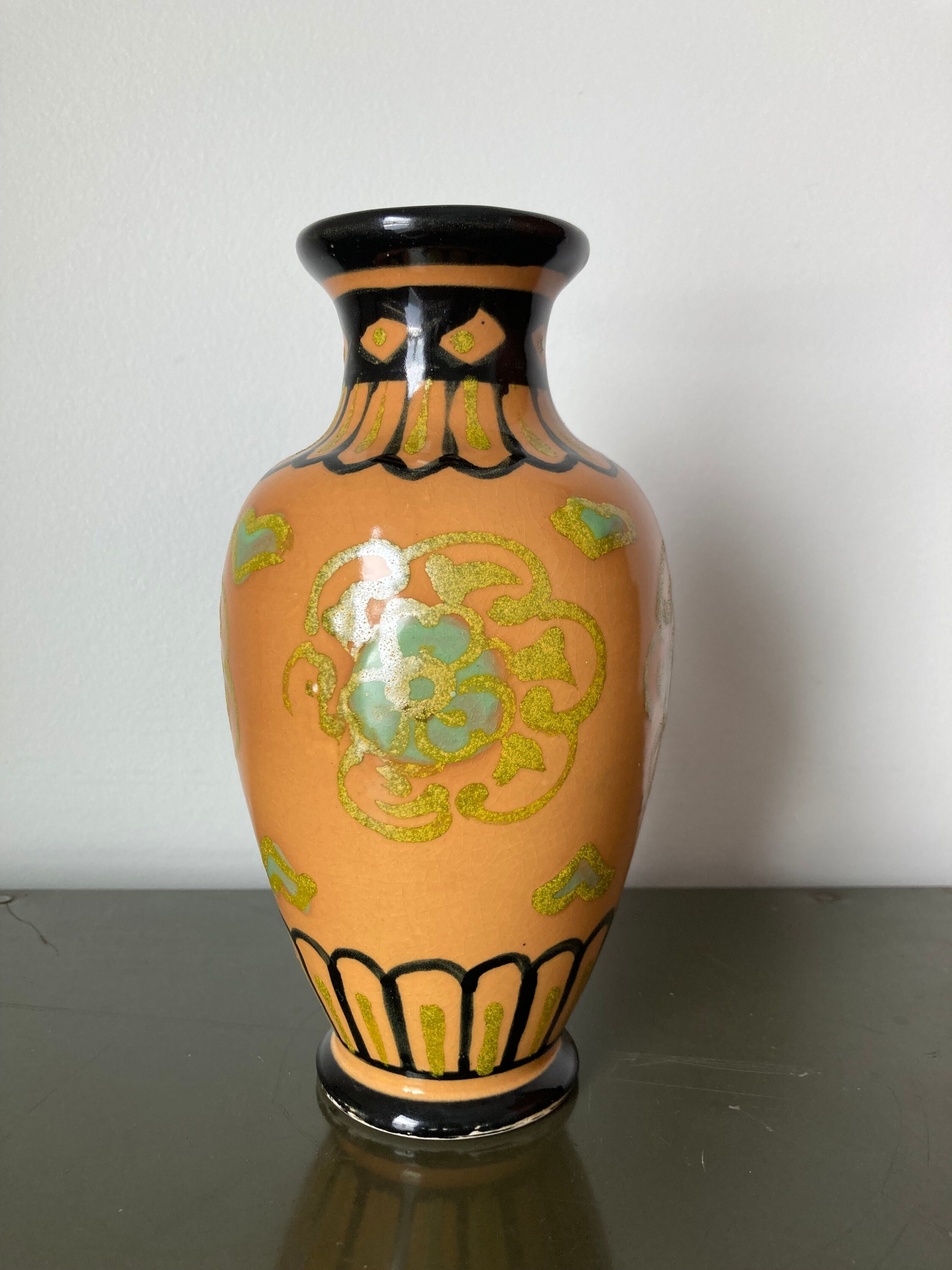 Japanese Hand Painted Oval Vase