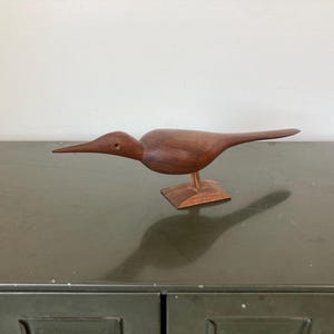 Vintage Midcentury Modern Hand-Carved Wooden Bird Sculpture