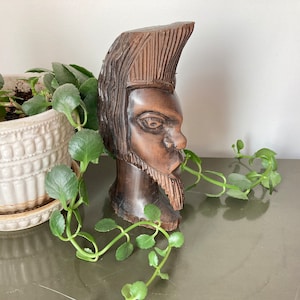 Vintage hand carved ironwood head bust
