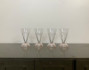 Vintage Luigi Bormioli Pink Cordial Glasses - Tintoretto Italian Barware, zestaw 4 sztuk