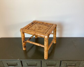 Vintage Tortoise Bamboo Rattan Plant Stand or Display Stand