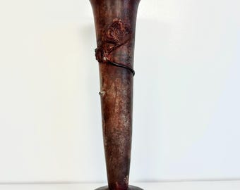 Vintage Burgundy Colored Bronze Vase