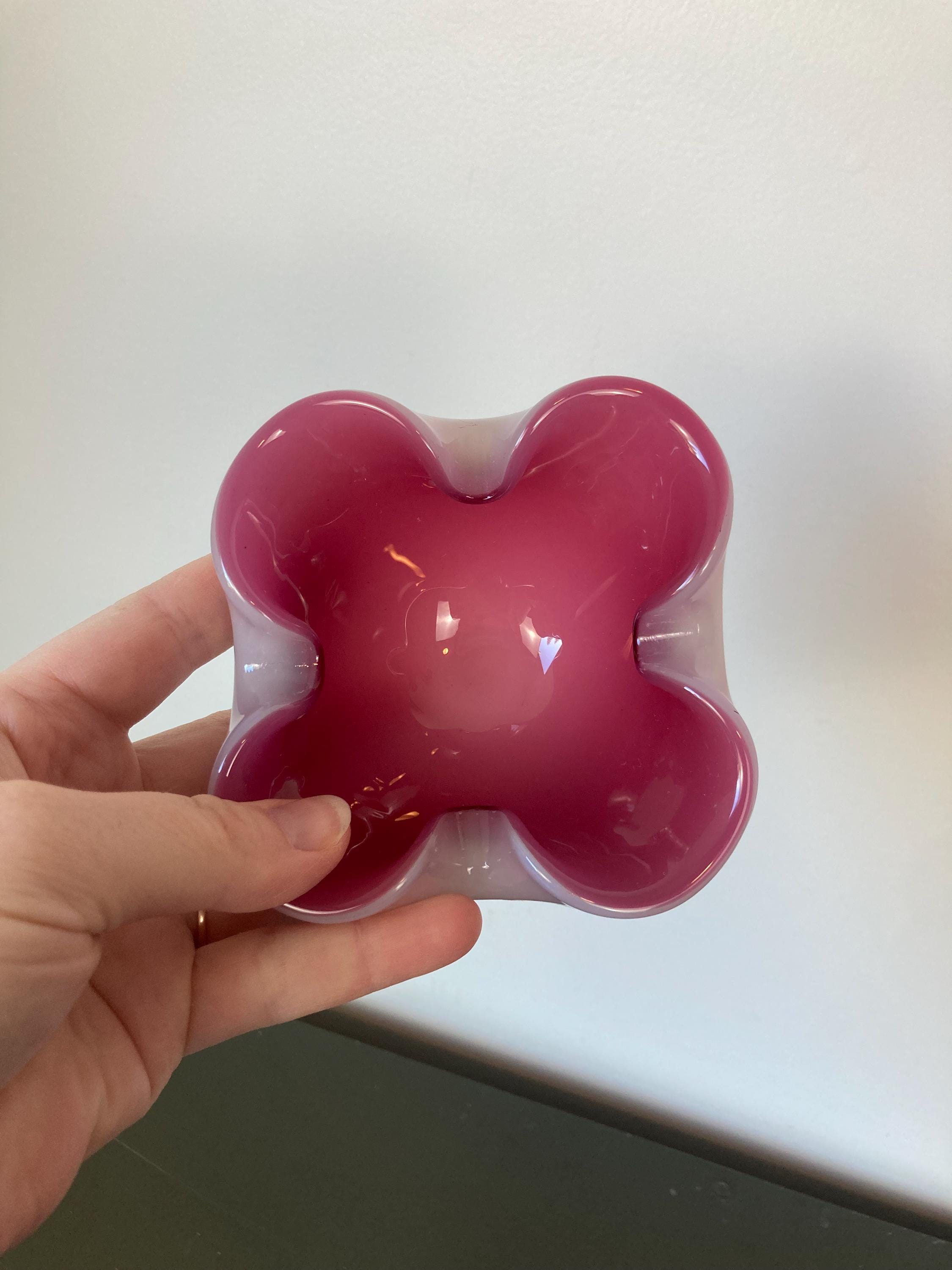 1960年代のヴィンテージ ベネチアン ピンク モーブ アートガラス 小物 