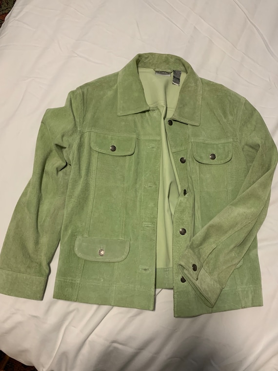 Vintage Y2K Women’s Suede Jacket Lime Green Chicos