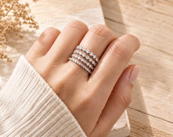 Eternity Diamond Band: Lab Grown Round Diamonds (Platinum, Stackable)