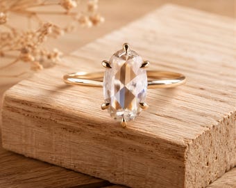 Moval Rose Cut Engagement Ring, Lab-Grown Diamond (Platinum & 18K Gold)