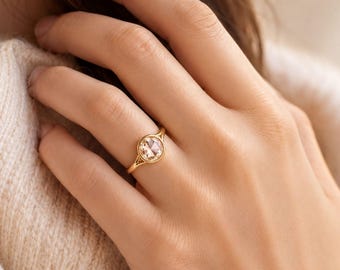 Anello di fidanzamento solitario con taglio a rosa rotondo, in platino e oro 18 carati, gioiello da sposa di alta qualità.