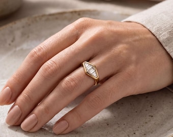 Engagement Ring: Vintage Baguette Diamonds - Bezel Set, Platinum or Gold