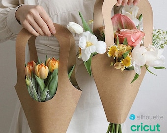 Kraft Paper Flowers Bag - Plant Favor Box Template- Flowers Wrapping Gift- Flower Packaging Boxes