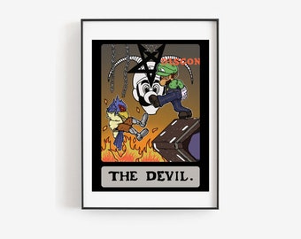 Luigi: The Devil - SSBM Tarot Card Print  - 8.5 x 11in