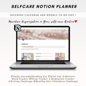 Notion template planner , selfcare notion planner ,notion aesthetic dashboard ,Wellness notion template ,Feminine  notion Life Template