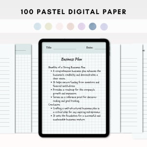 Carta per appunti digitale pastello: 100 pagine per quaderni digitali - Compatibile con GoodNotes, Notability, Samsung Notes e qualsiasi app di annotazione