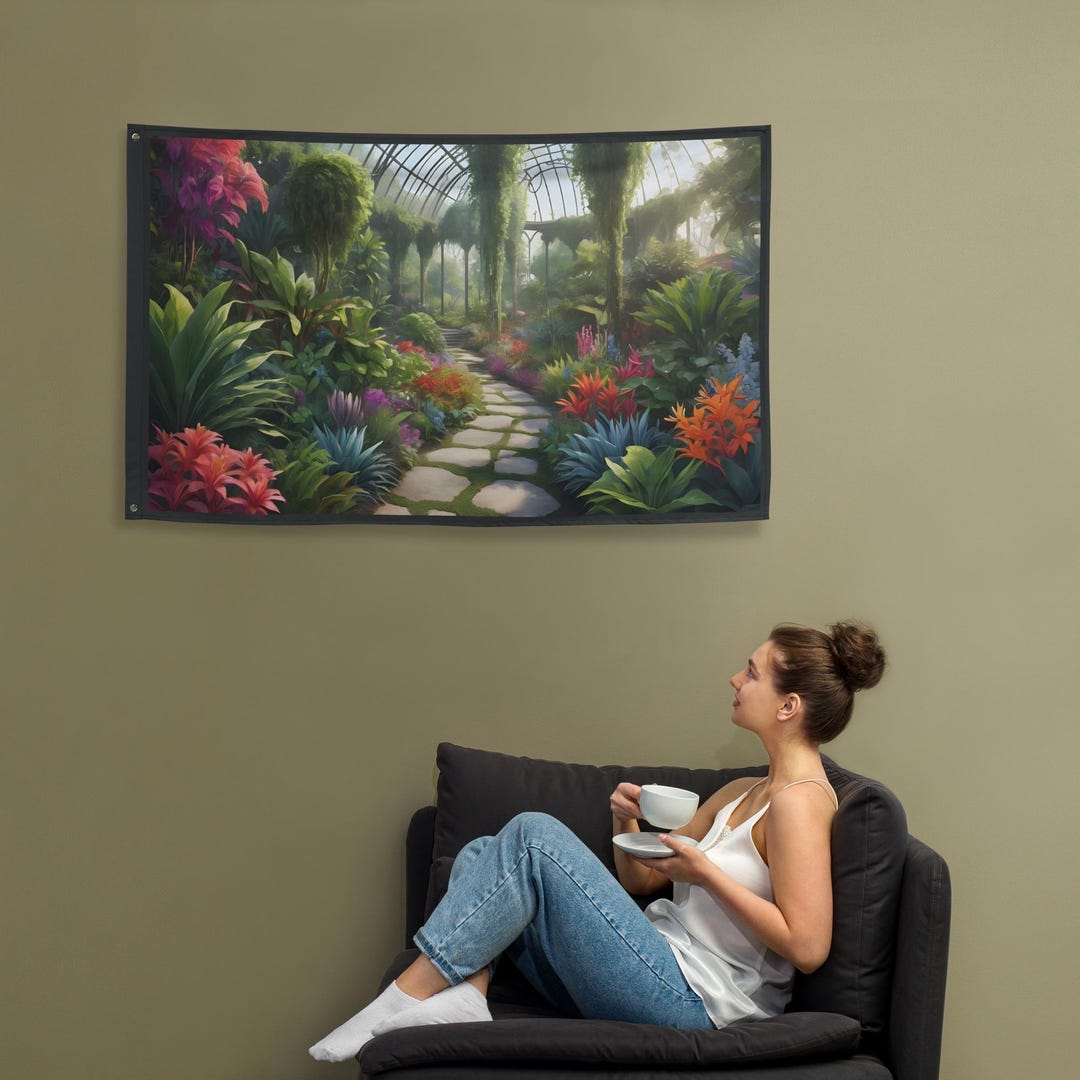 Enchanting Botanical Pathway Flag - Vibrant Garden Print - Etsy