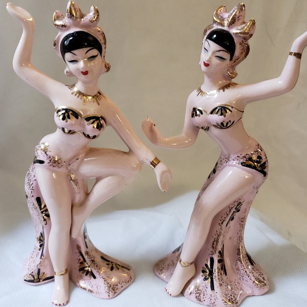 Vintage Balanese Ceramic Dancing Figures