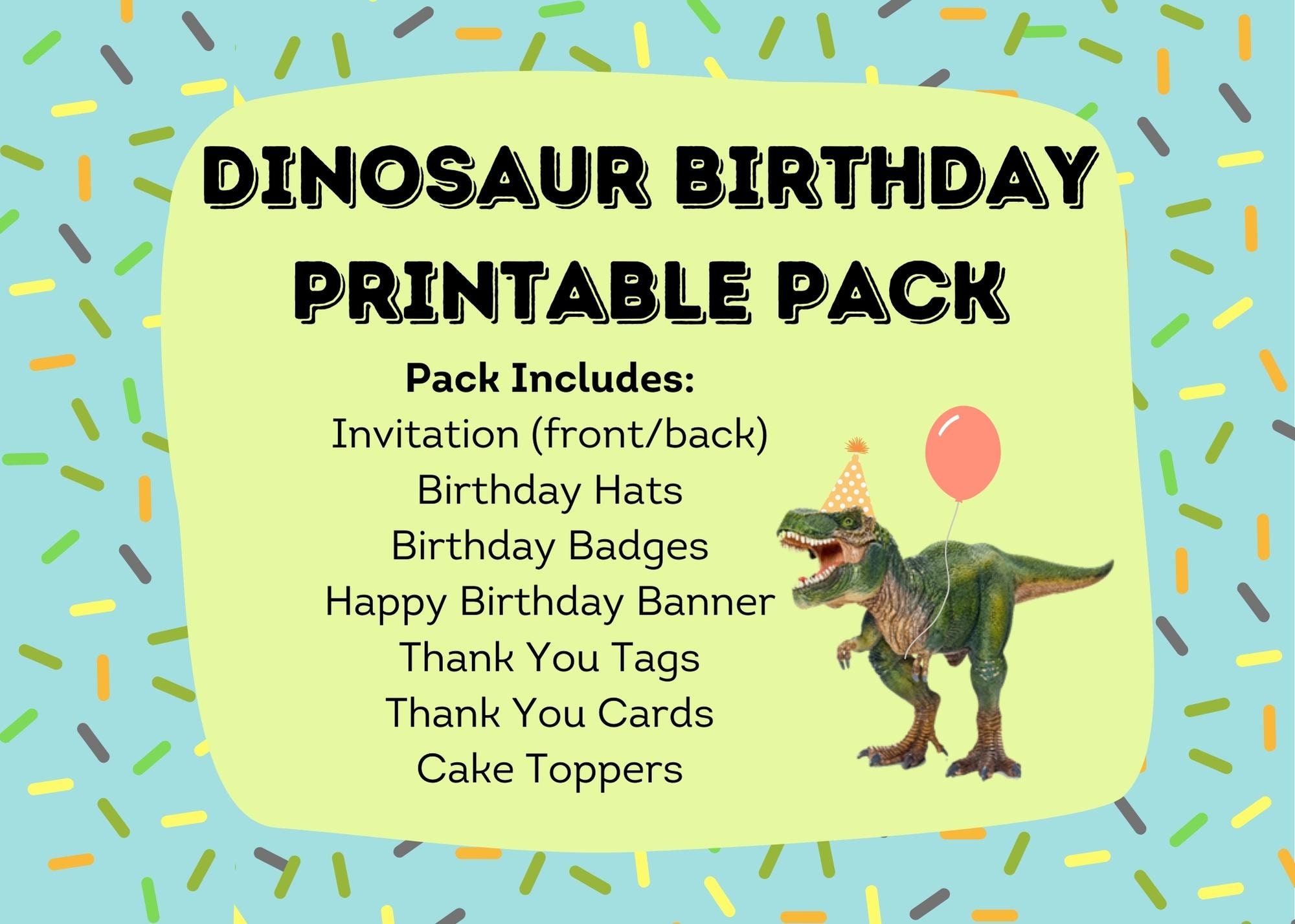Personalized Dinosaur Printable Birthday Party Decorations Digital