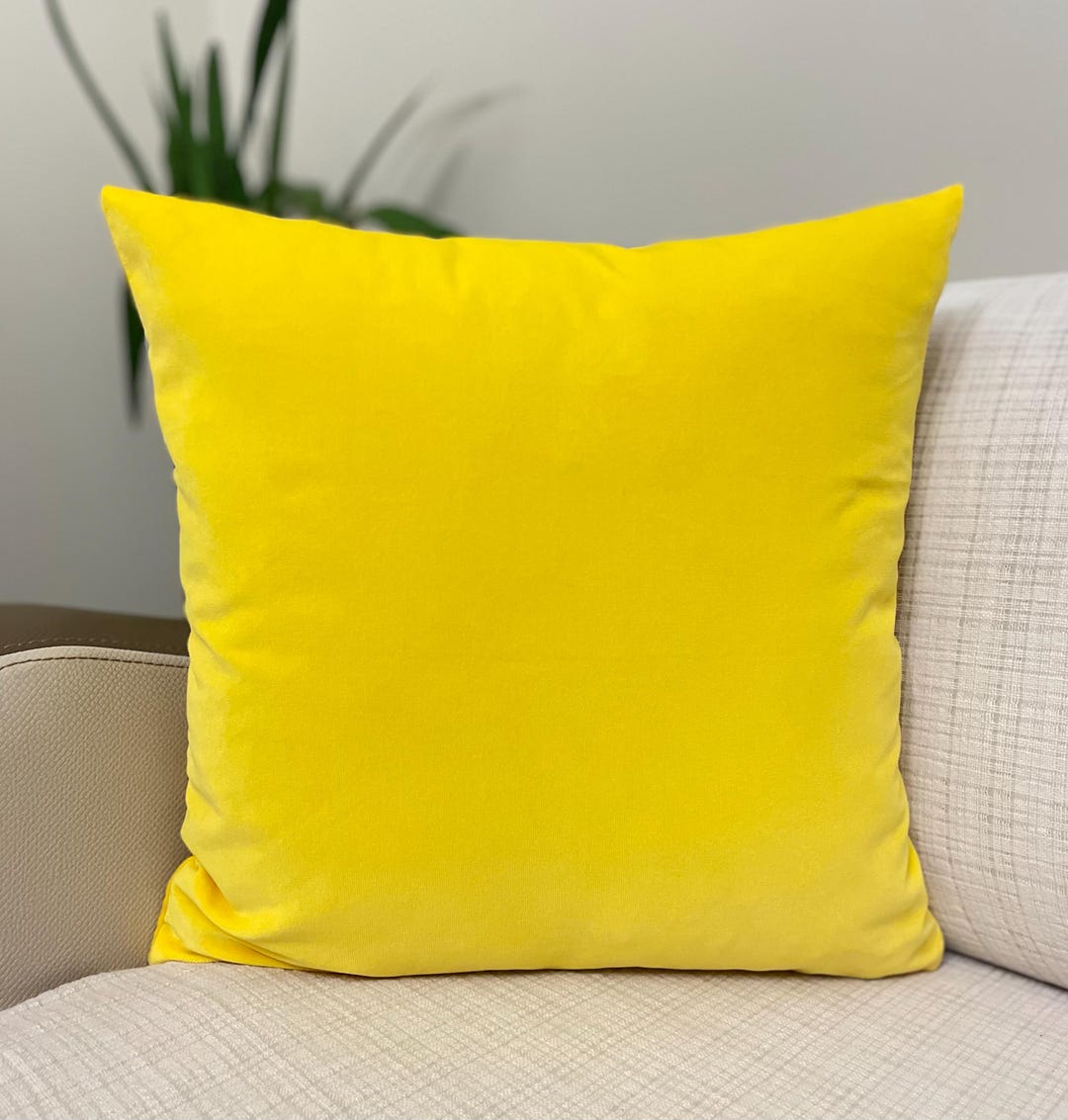 Yellow Velvet Pillow Covers, Soft Yellow Pillow Shams, Yellow Pillow
