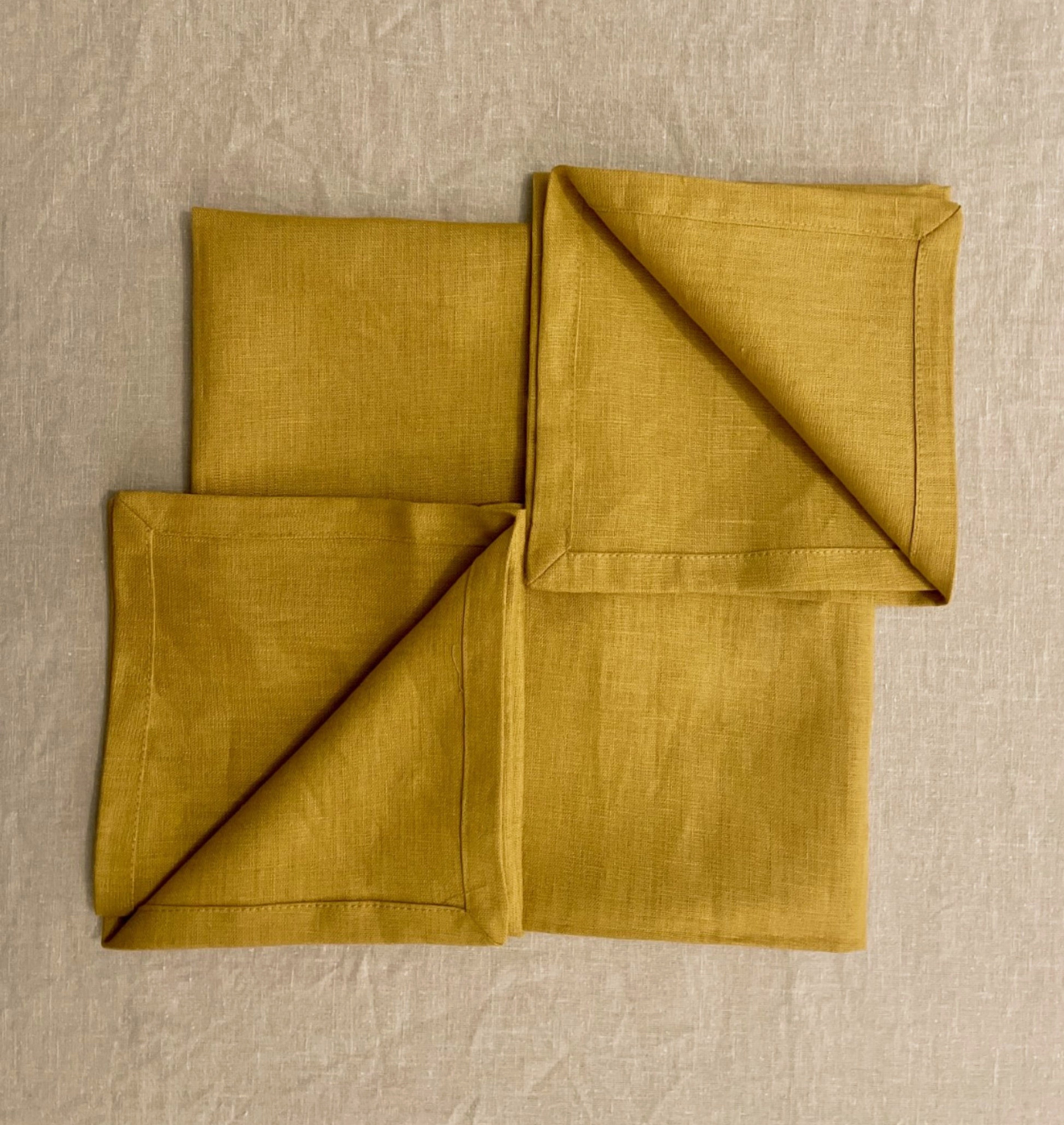 Mustard linen napkins set 6 8 10 12 of natural flax. Modern marigold linen  napkins of organic flax. Linen napkins for Christmas table decor