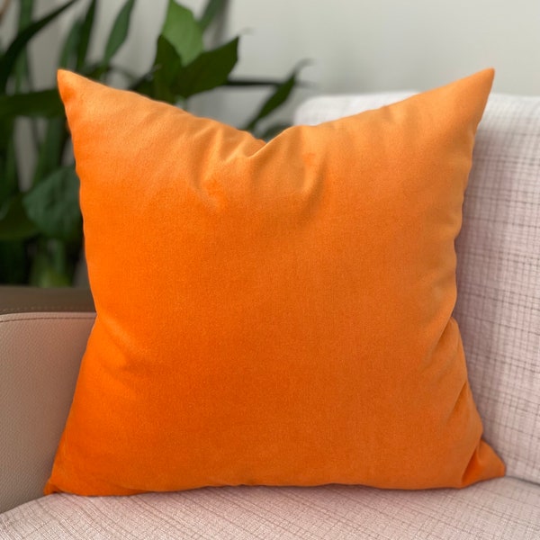 Orange Velvet Pillow Etsy