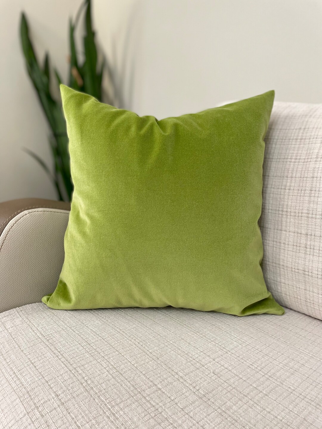 Pistachio Green Velvet Pillow Cover Soft Cotton Pillow Cases, Pistachio Green Pillow Cover