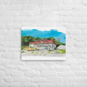Rust Supermarket Canvas | Gift for Gamers | Canvas for Office or Game Room | Print of Hand-Made Gouche Painting