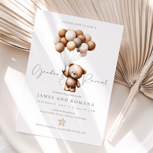 Modèle d'invitation à révéler le sexe de l'ours bohème (téléchargement numérique)