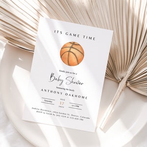 Basketball Baby Shower Invitation, Editable Basketball Baby Shower Invite, Boy Baby Shower, Basketball Theme Baby Shower, Instant Download