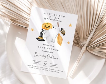 Ghost Baby Shower Invitation: Halloween Theme, Editable Template (Digital Download)