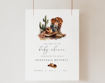 Cowboy Baby Shower Welcome Sign: Editable Western Theme (Digital Download)