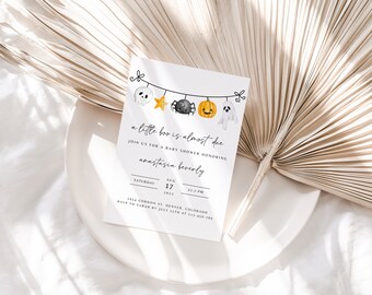 Halloween Baby Shower Invitation: Ghost, Pumpkin, Spider (Digital Download)