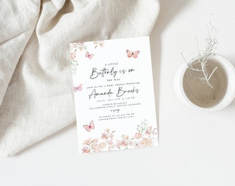 Butterfly Baby Shower Invitation Template: Wildflower Theme (Digital Template)