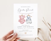 Boho Gender Reveal Invitation, Editable Gender Reveal Invite Template, Vintage Baby Clothes Gender Reveal Instant Download, Neutral Baby