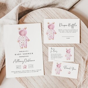 Baby Shower Invitation Bundle, Boho Editable Baby Shower Invite Template, Baby Clothes Baby Shower Invite, Girl Baby Shower Bundle