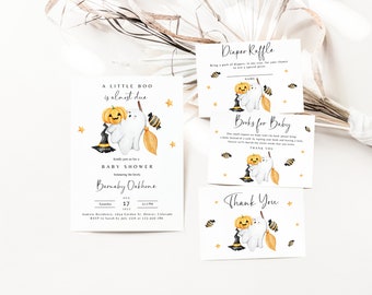 Editable Ghost Baby Shower Invitation Bundle: Halloween Theme (Digital Download)