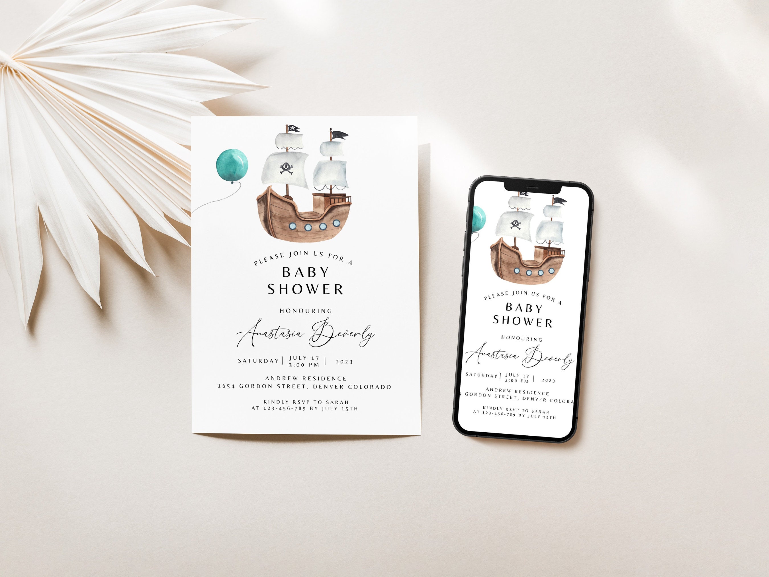 Nautical Baby Shower Invitation, Instant Download Nautical Theme, Baby ...