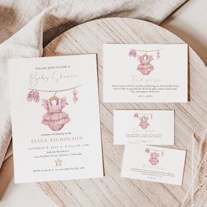 Babypartyeinladungs-Bündel, modernes Mädchen-Baby-Kleidung druckbare einladen, Boho-Babyparty-Spiele, bearbeitbare Vorlage, digitaler Download, Karten