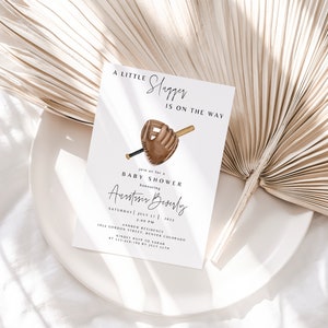 Baseball Baby Shower Invitation Template, A Little Slugger is on the Way Editable Invite Baby Sprinkle Little Rookie, Baseball theme