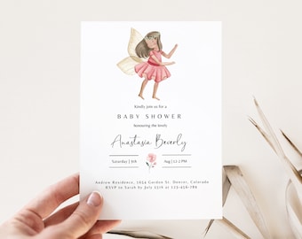 Invitación floral para baby shower: editable e imprimible (descarga digital)