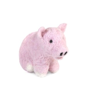Pink Pig Alpaca Wool Felted Ornament; Farm Animal Ornament