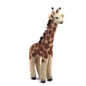 Giraffe Alpaca Wool Felted Ornament; Animal Ornament