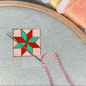 Star Quilt Block Enamel Magnetic Needle Minder